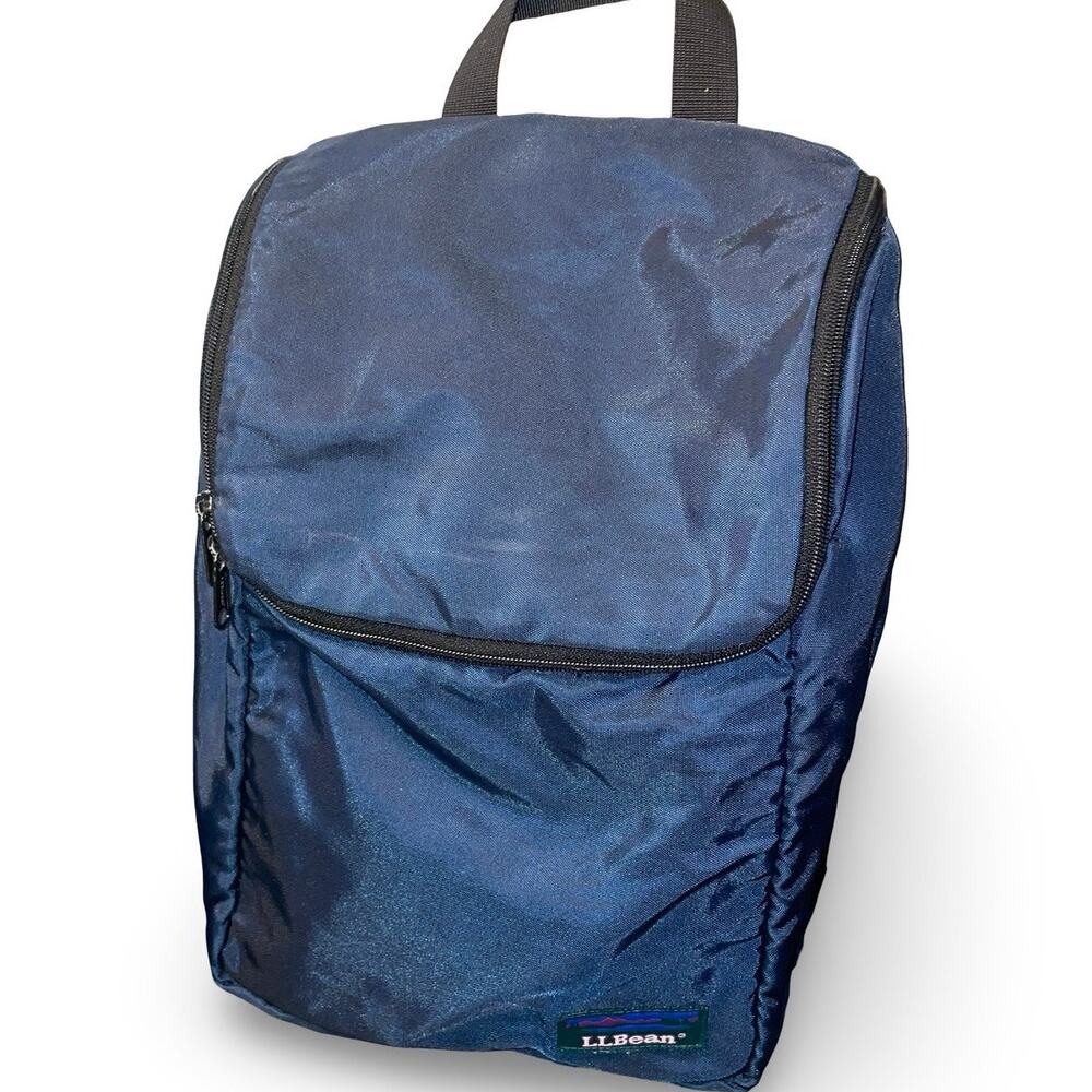 LL Bean Hanging Toiletry Bag Personal Organizer Vintage Navy Teal Large T165